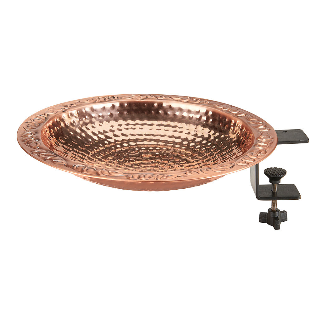 13.5-inch Copper Bird Bath with Deck Bracket