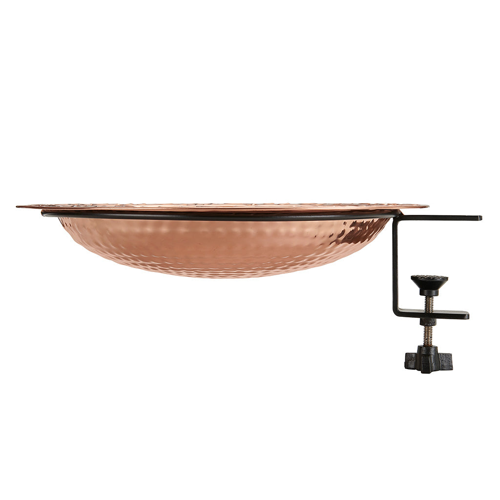 13.5-inch Copper Bird Bath with Deck Bracket