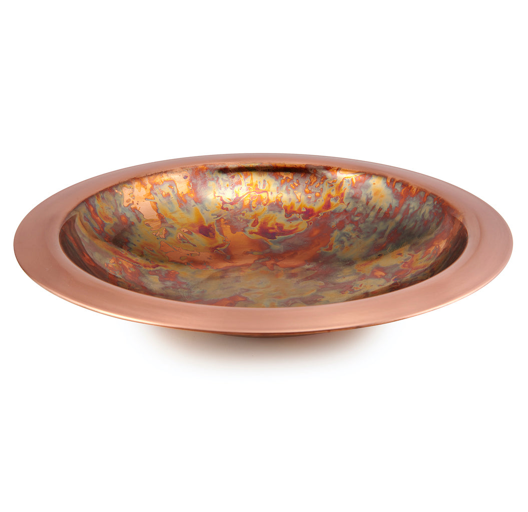 13.5-inch Fired Copper Bird Bath with Garden Pole