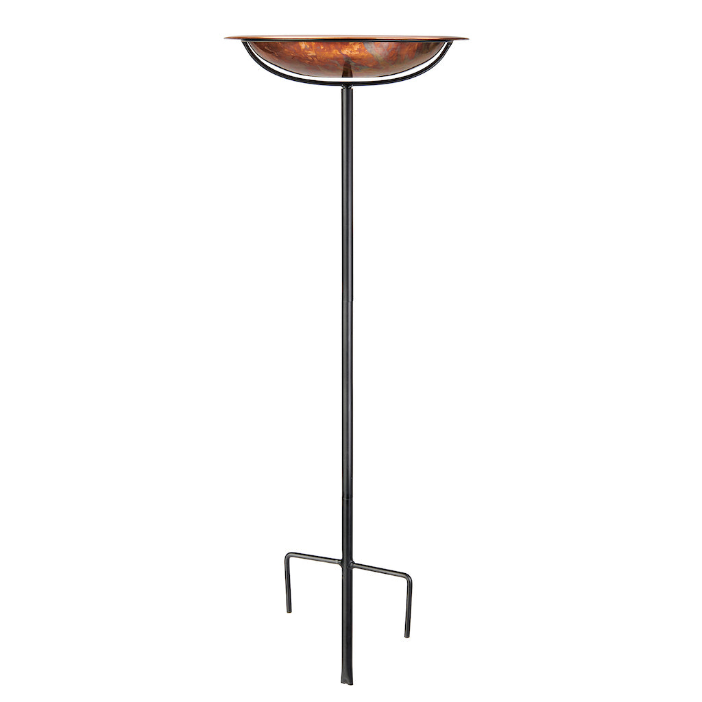 13.5-inch Fired Copper Bird Bath with Garden Pole