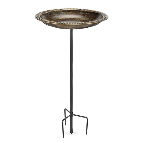18-inch Beaded Copper Bird Bath with Garden Pole