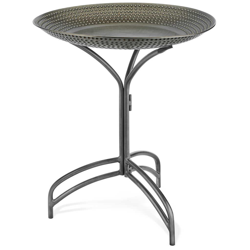 20-inch Pewter Copper Bird Bath with Stand