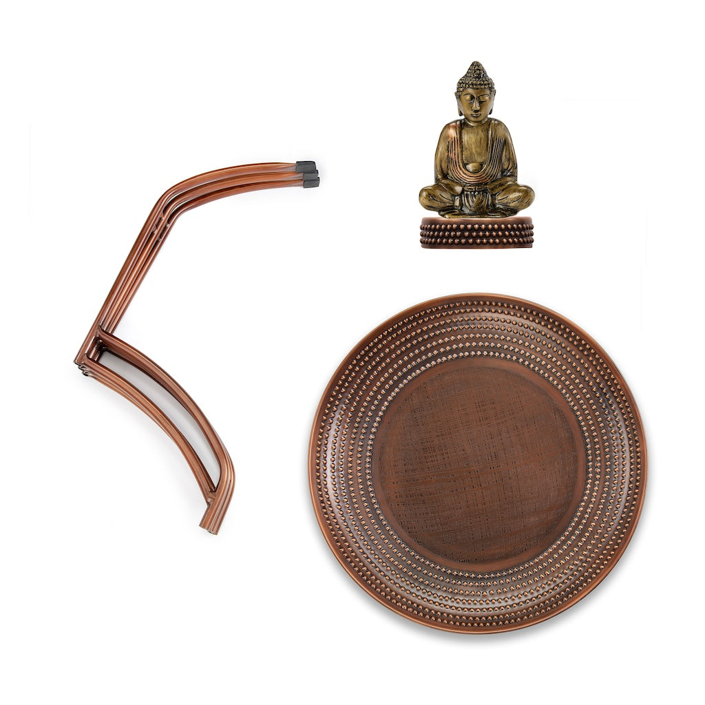 20-inch Copper Bird Bath with Buddha and Stand
