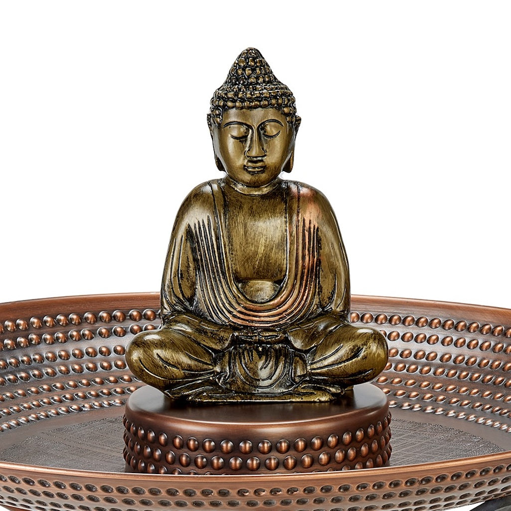 20-inch Copper Bird Bath with Buddha and Stand
