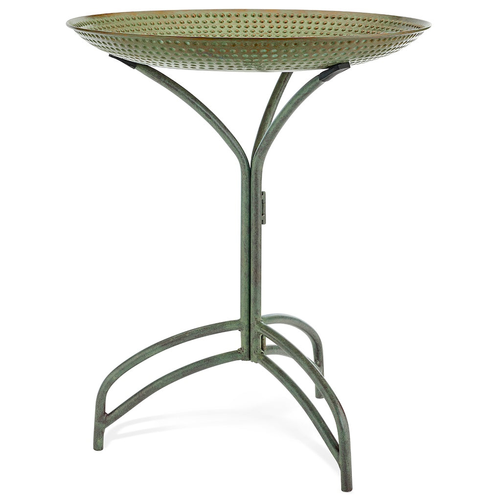 20-inch Blue Verde Copper Bird Bath with Stand