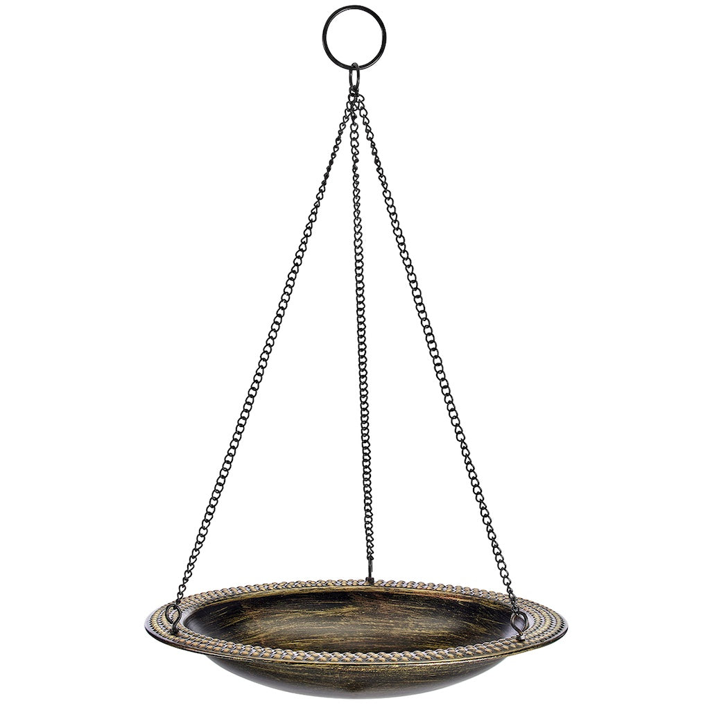 13.5-inch Hanging Aged Brass Bird Bath