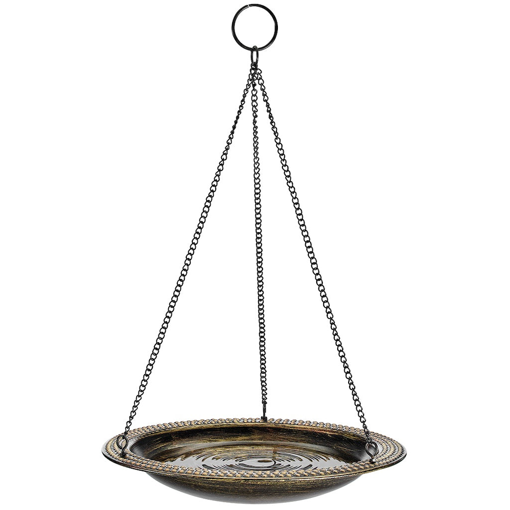 13.5-inch Hanging Aged Brass Bird Bath