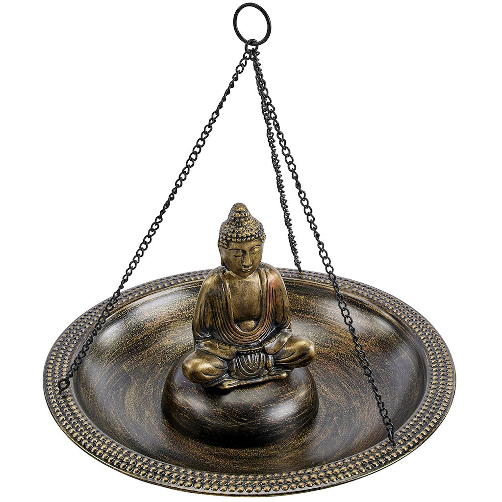 18-inch Hanging Copper Bird Bath with Buddha