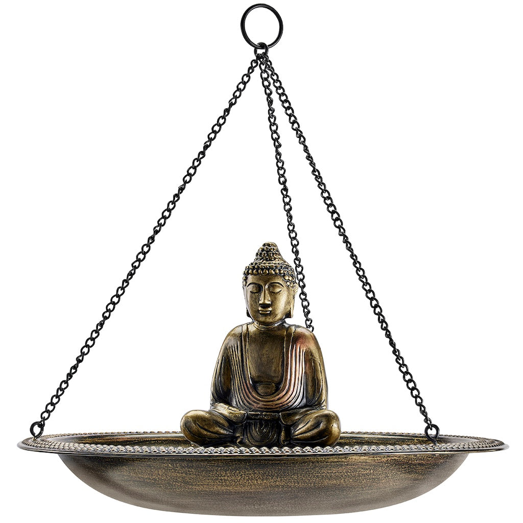 18-inch Hanging Copper Bird Bath with Buddha