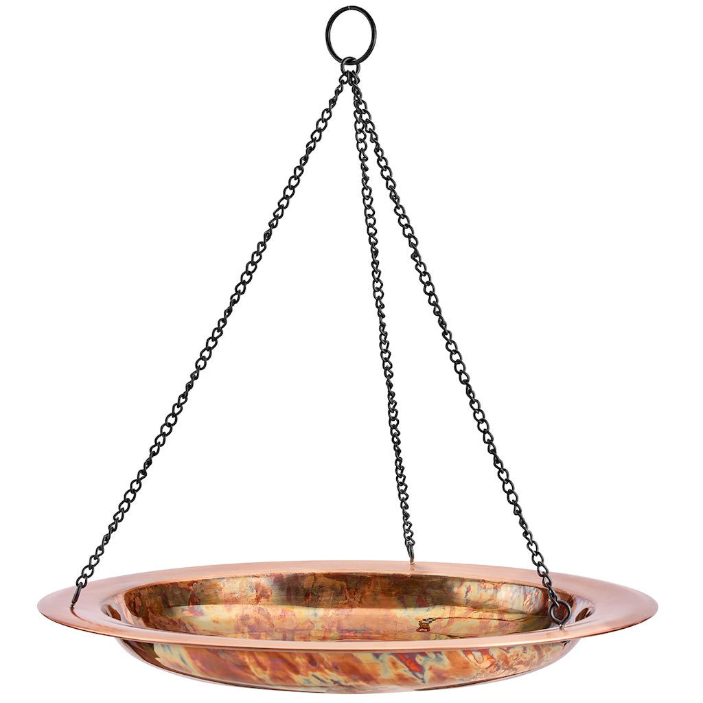 18-inch Hanging Fired Copper Bird Bath