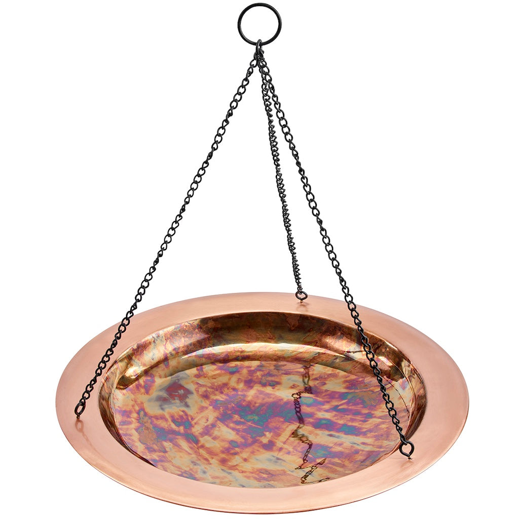 18-inch Hanging Fired Copper Bird Bath