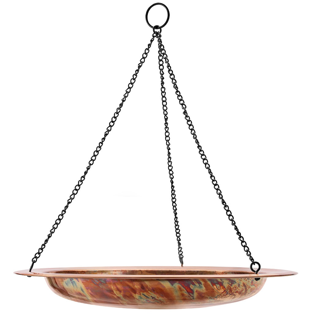 18-inch Hanging Fired Copper Bird Bath