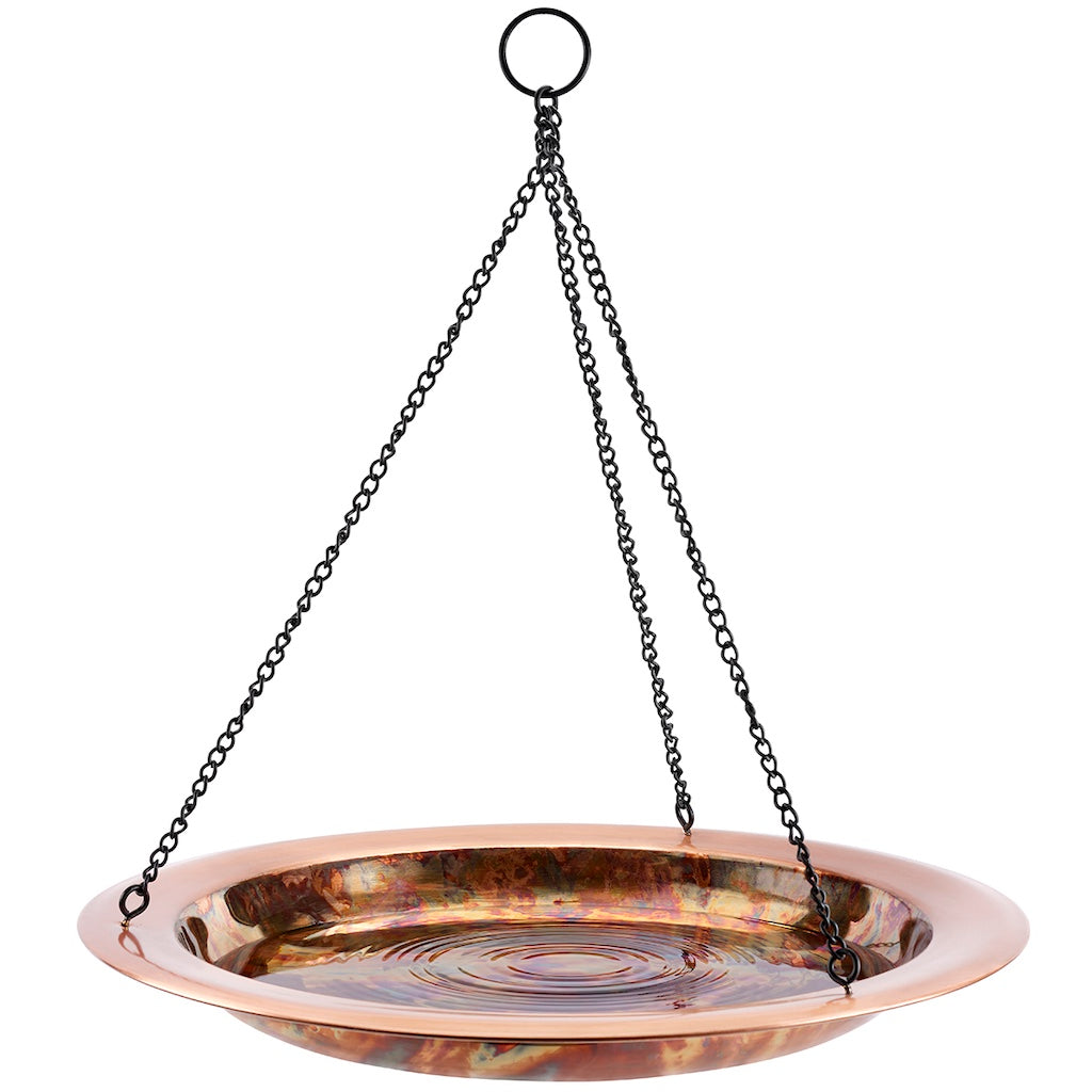 18-inch Hanging Fired Copper Bird Bath