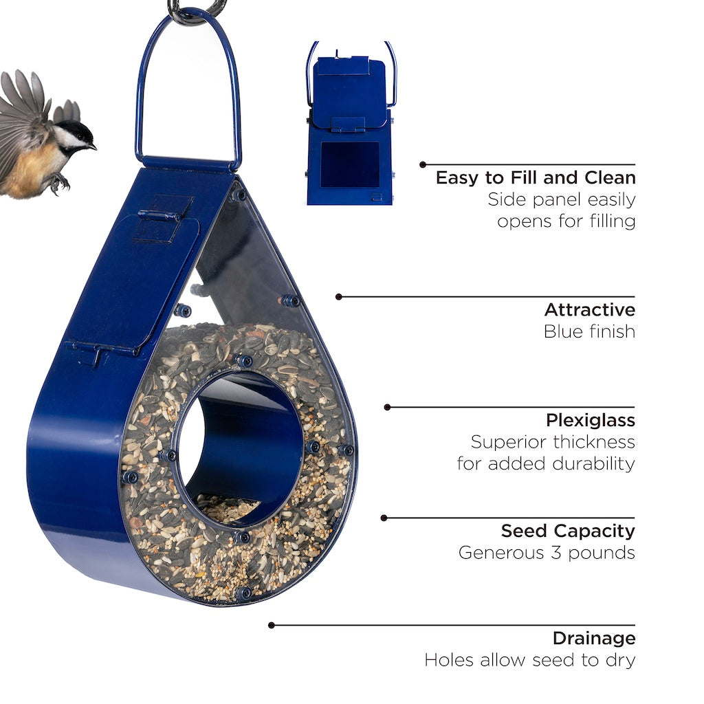 Rain Drop Fly-Thru Blue Bird Feeder