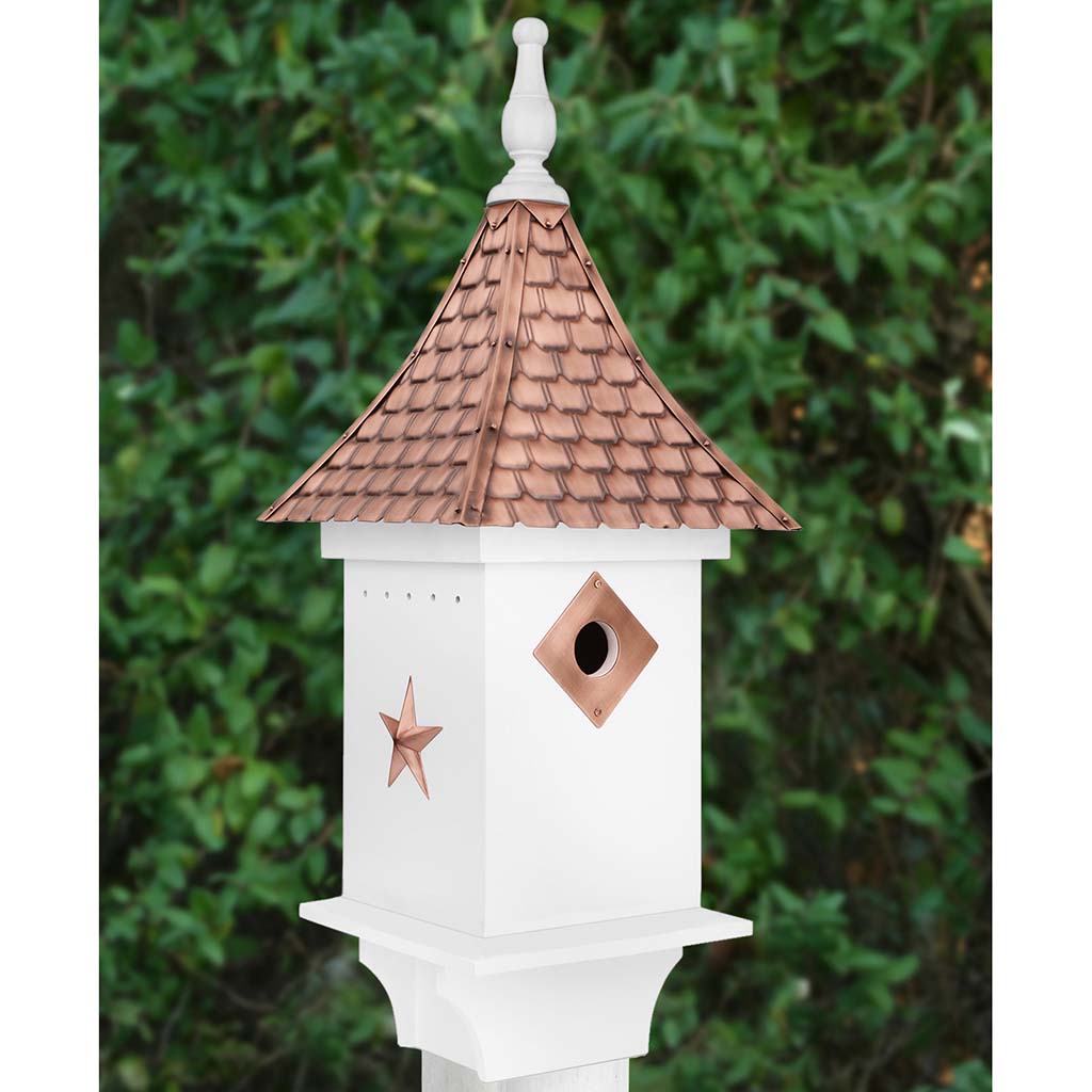 Villa Bird House in White with Copper Roof