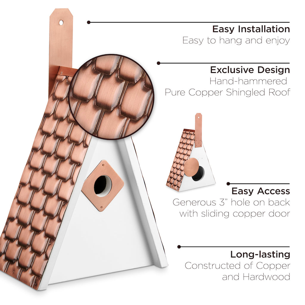Swiss Chalet Bird House with Copper Roof