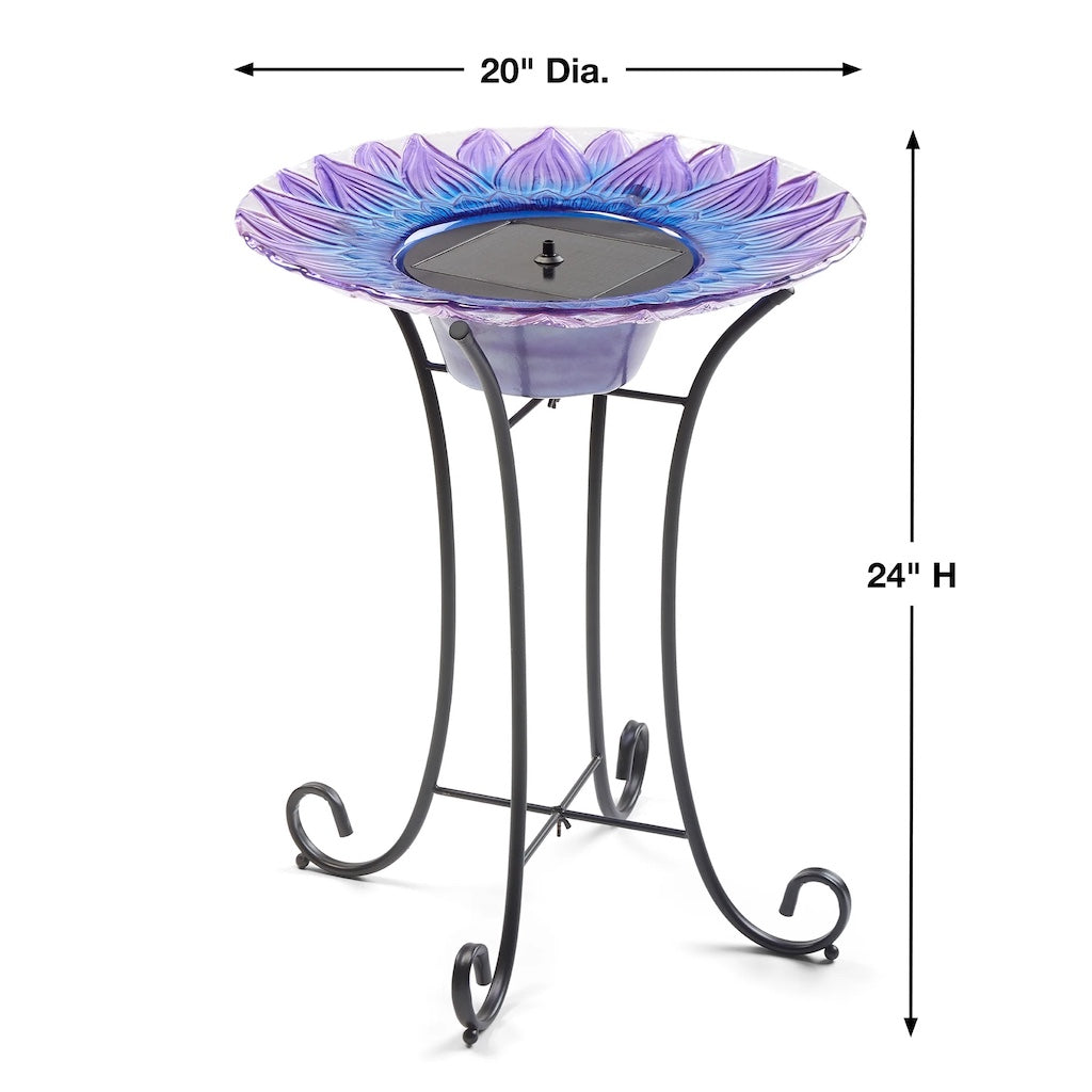Bell Flower Solar Birdbath