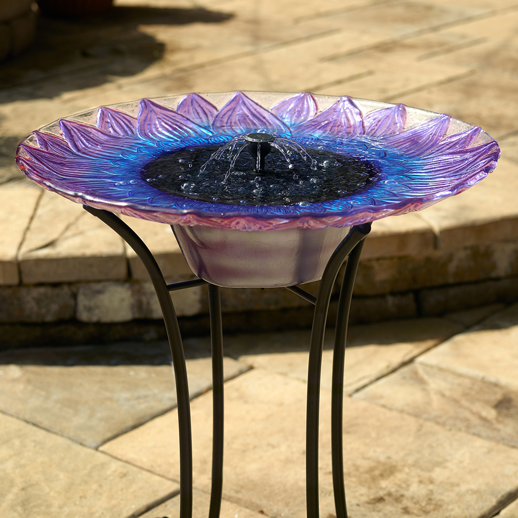 Bell Flower Solar Birdbath