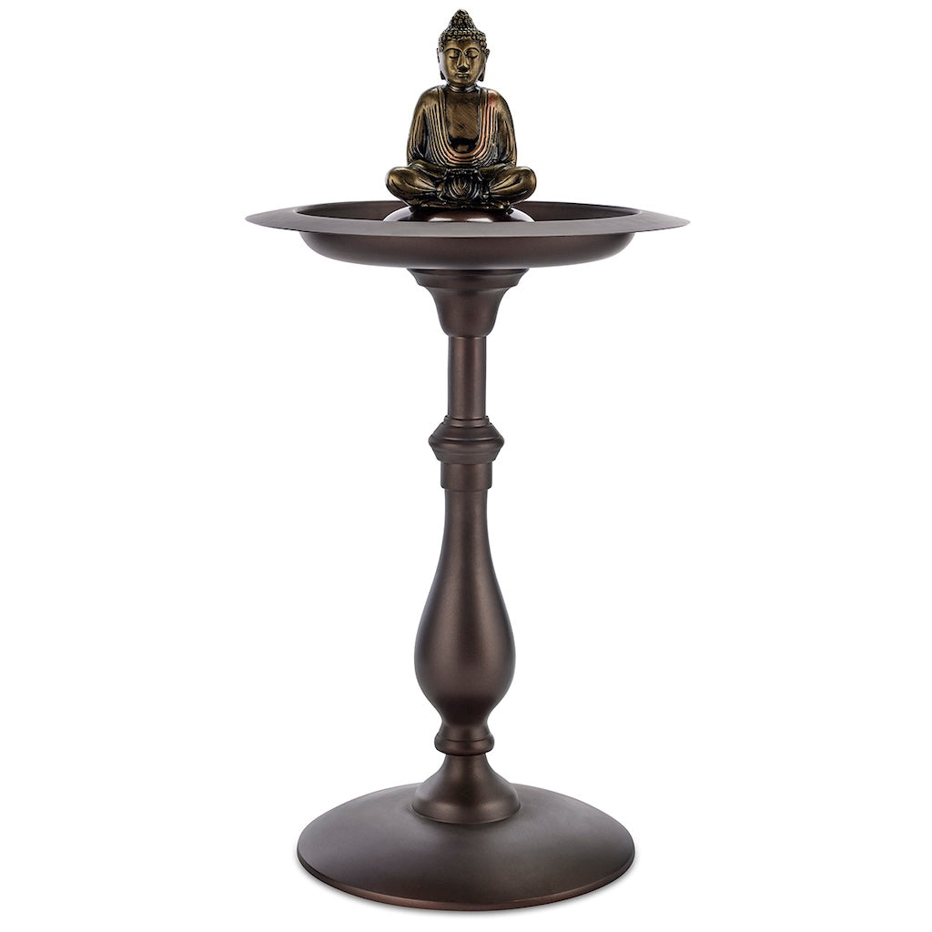 Classic Bronze Bird Bath Pedestal with Buddha