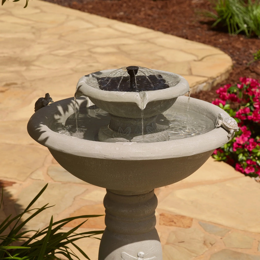 Country Gardens Fountain with Remote in Weathered Stone