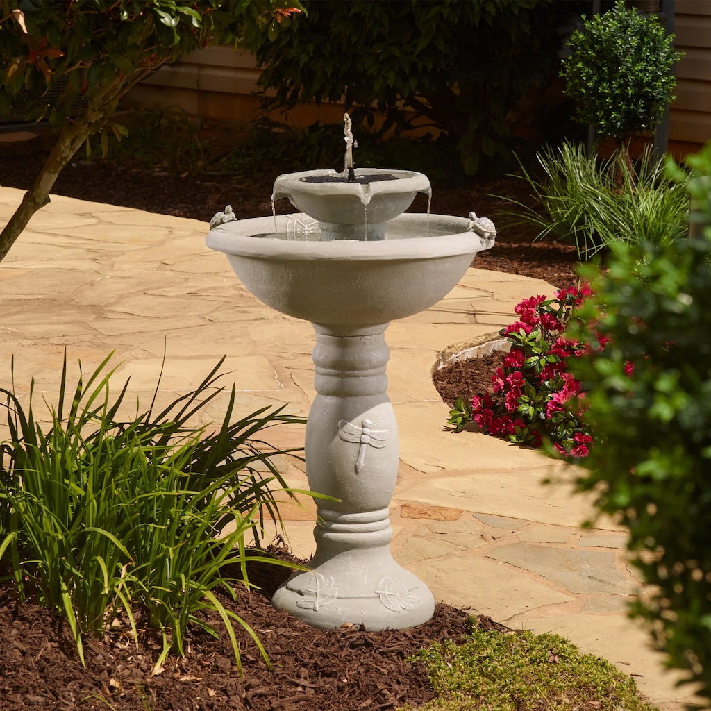 Country Gardens Fountain with Remote in Weathered Stone