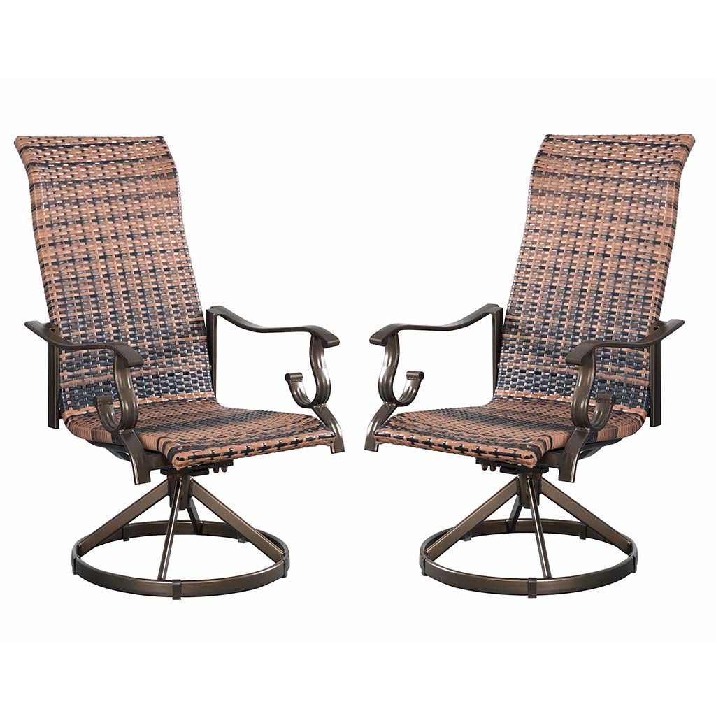 Westin Swivel Rocking Wicker Dining Chair Set in Brown
