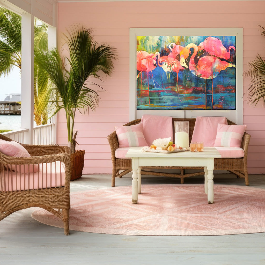 Flirty Flamingos Outdoor Wall Art