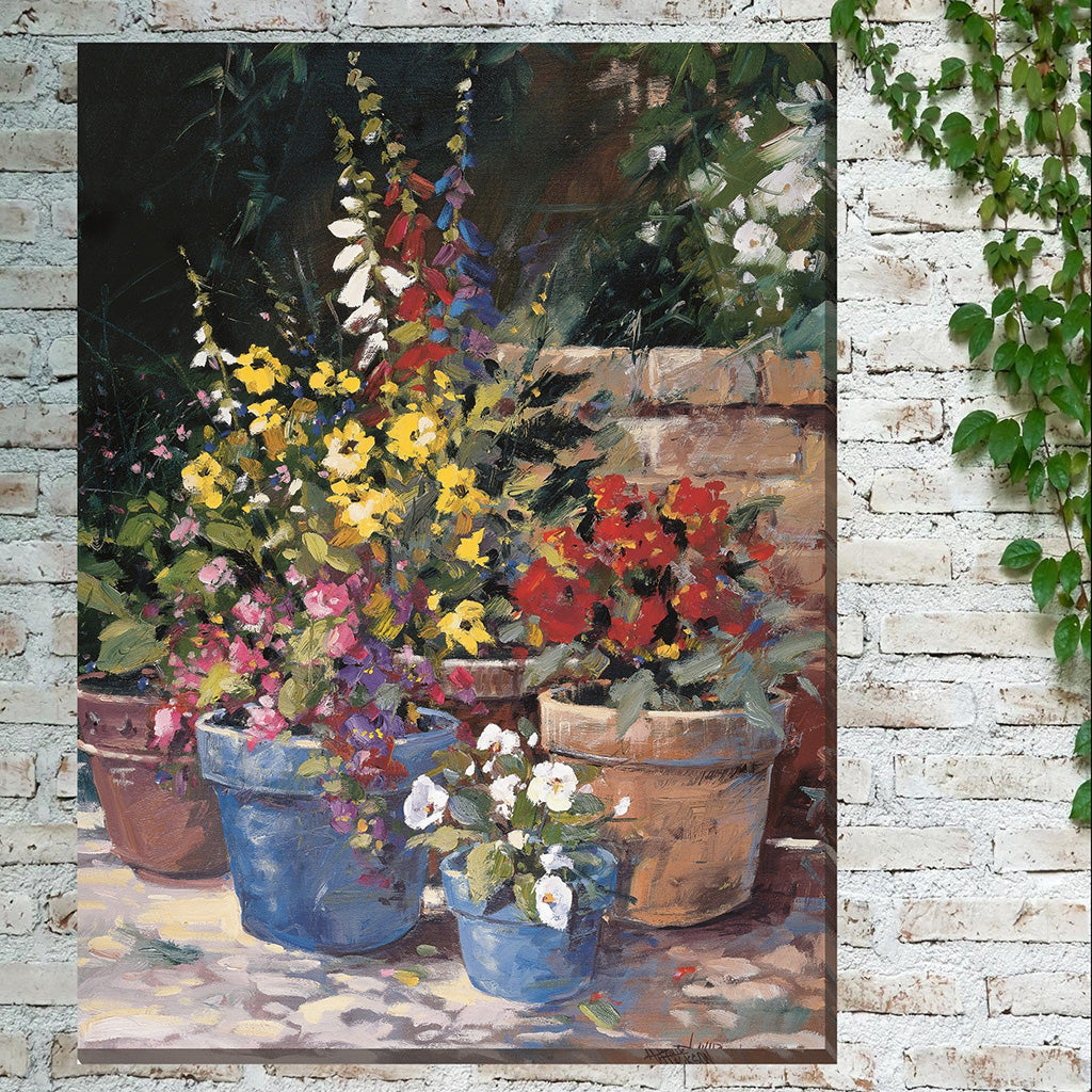 Blue Pots Outdoor Wall Art