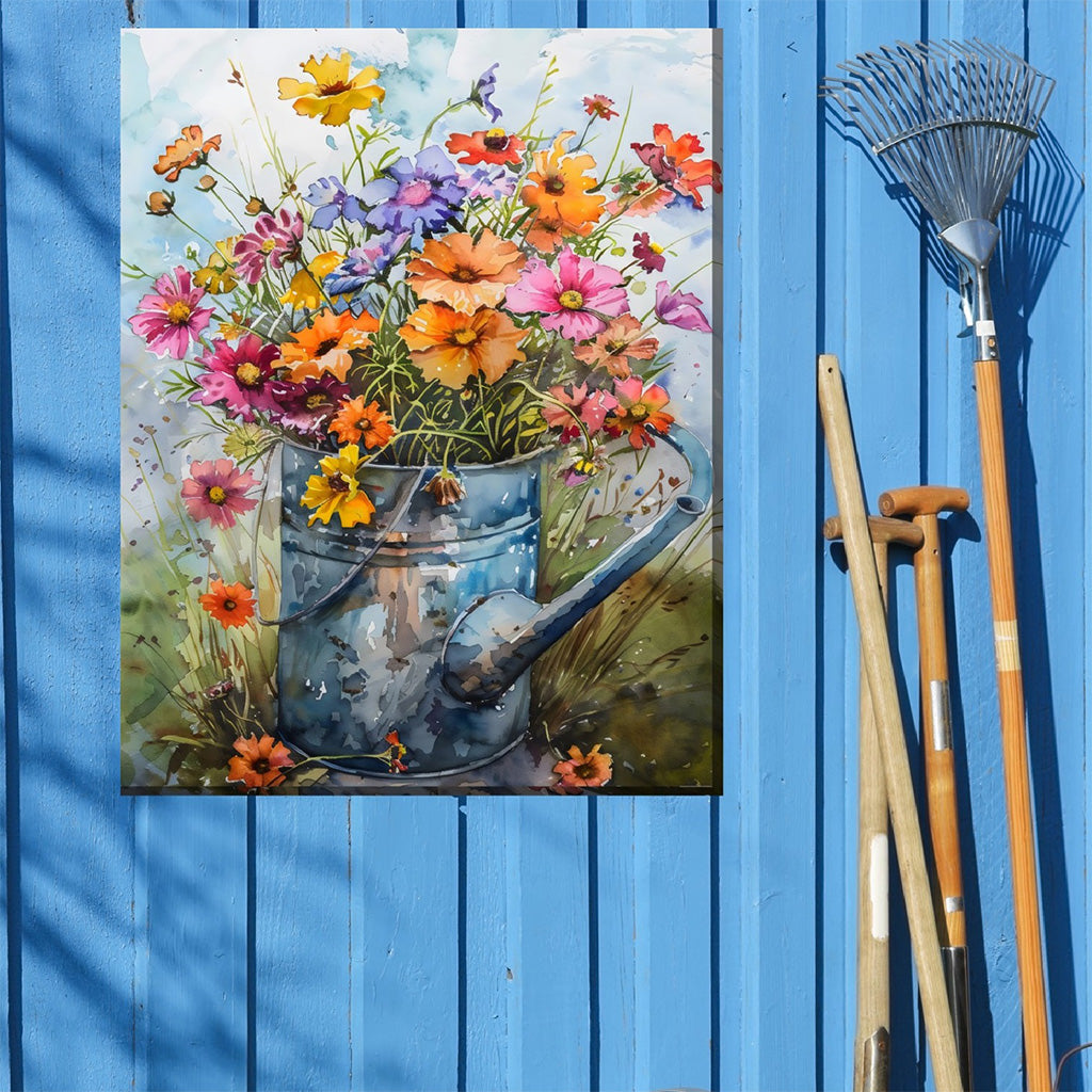 Watering Can Bouquet Outdoor Wall Art