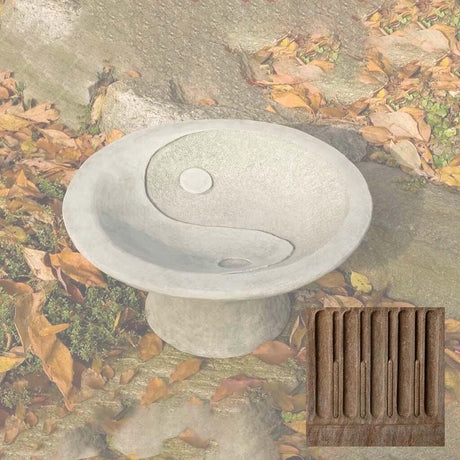 Yin Yang Pedestal Birdbath