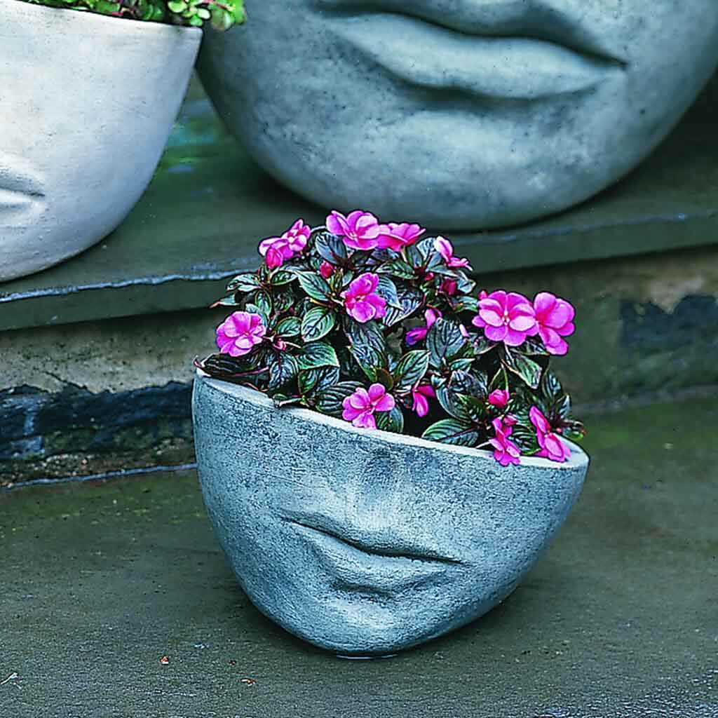 Campania International Small Faccia Cast Stone Planter Greystone
