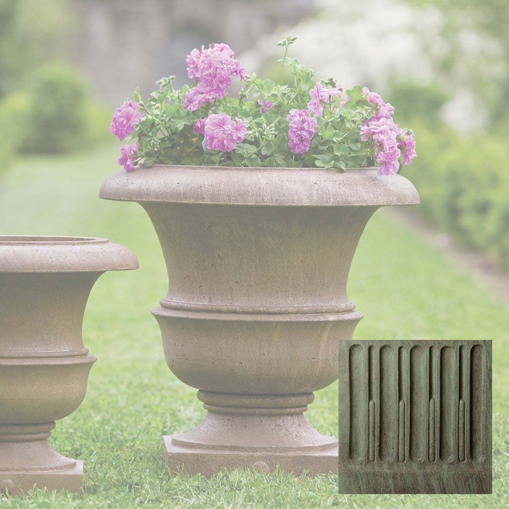 large outdoor stone plant pots Campania International Large Williamsburg Wren Cast Stone Planter Copper Bronze