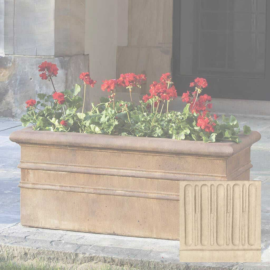 outdoor window box planters Campania International Classic Rolled Rim Window Box French Limestone