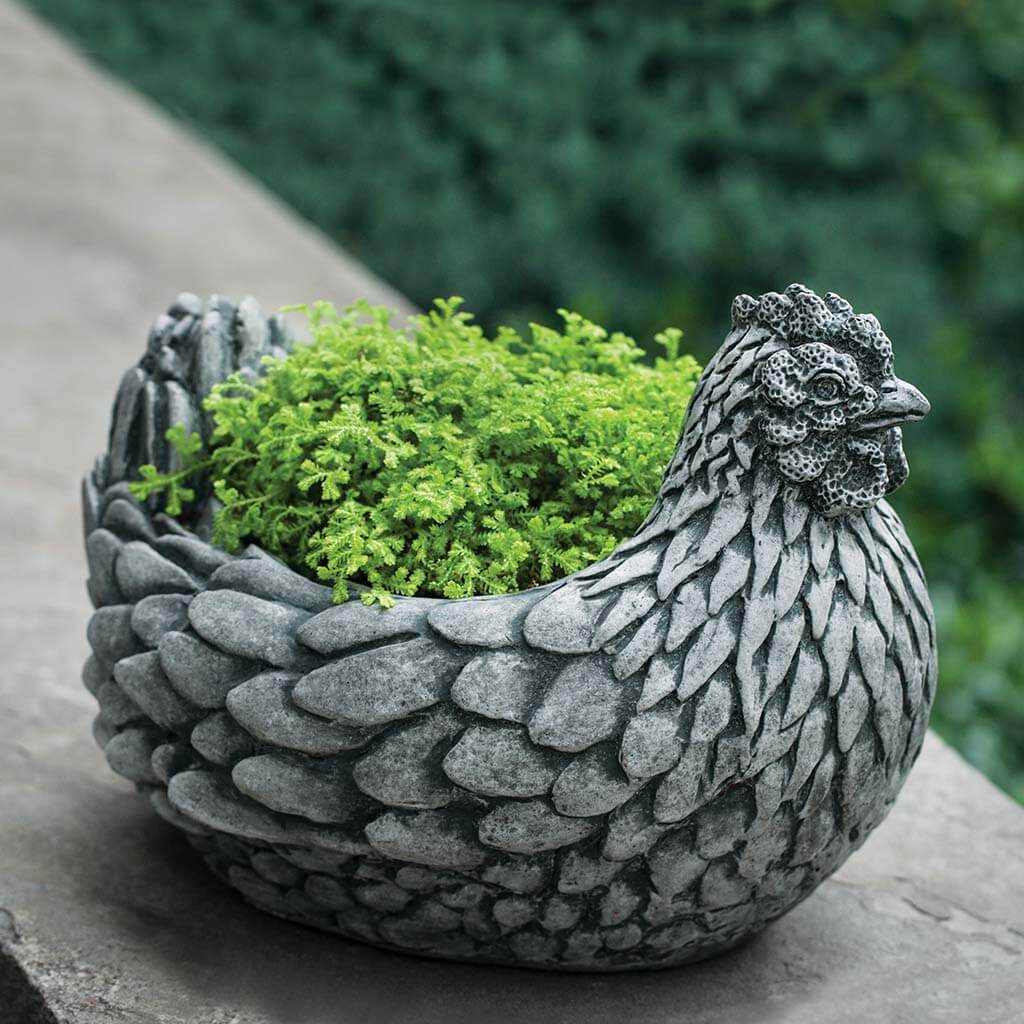 ceramic chicken planter pot Campania International Chicken Planter Alpine Stone