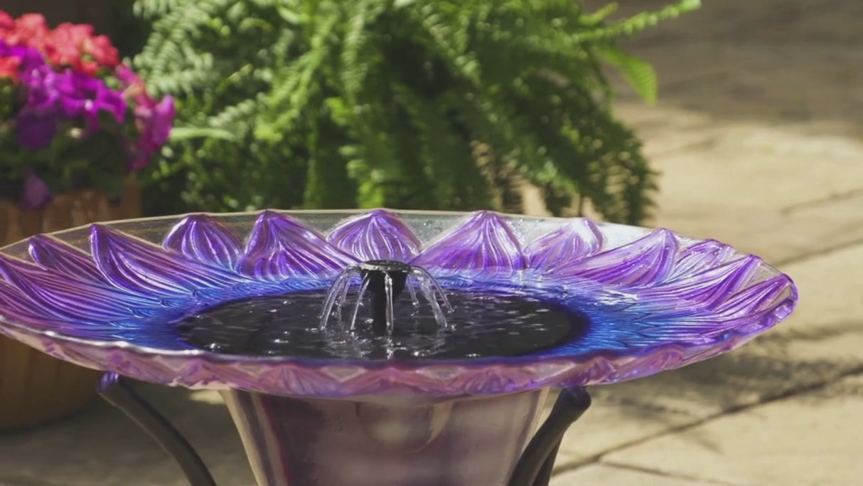 Bell Flower Solar Birdbath
